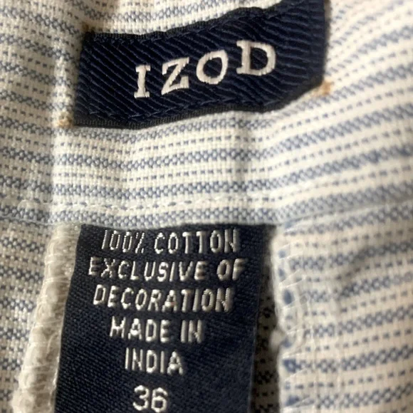 IZOD Vintage Y2K Light Blue & White Madras Plaid Patch Shorts - NEW - Size 36 - Picture 2 of 7